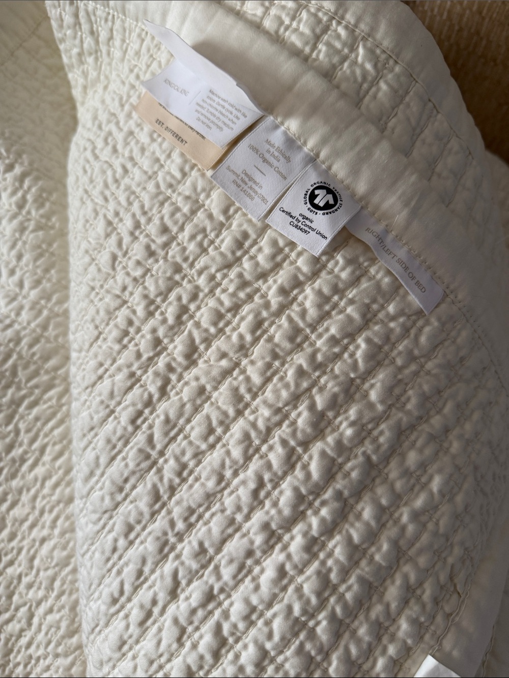 Boll & Branch cream signature textured Stitch quilt C/K